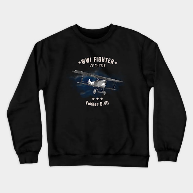 Fokker WWI Fighter aircraft Crewneck Sweatshirt by Jose Luiz Filho